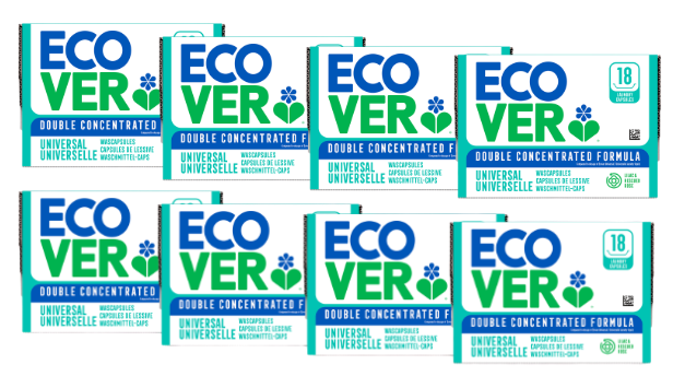 Ecover Double Concentrated Eco Friendly Washing Capsules 18 wash x 8